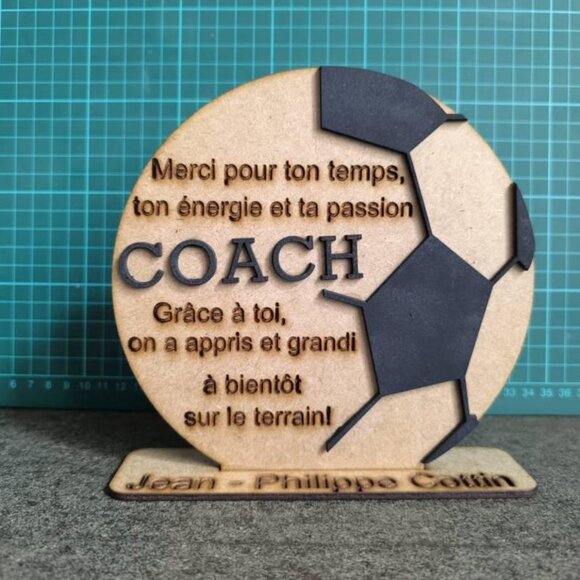 Coach Appreciation Wooden Board - Personalized Soccer Ball Design - Picture 1 of 1